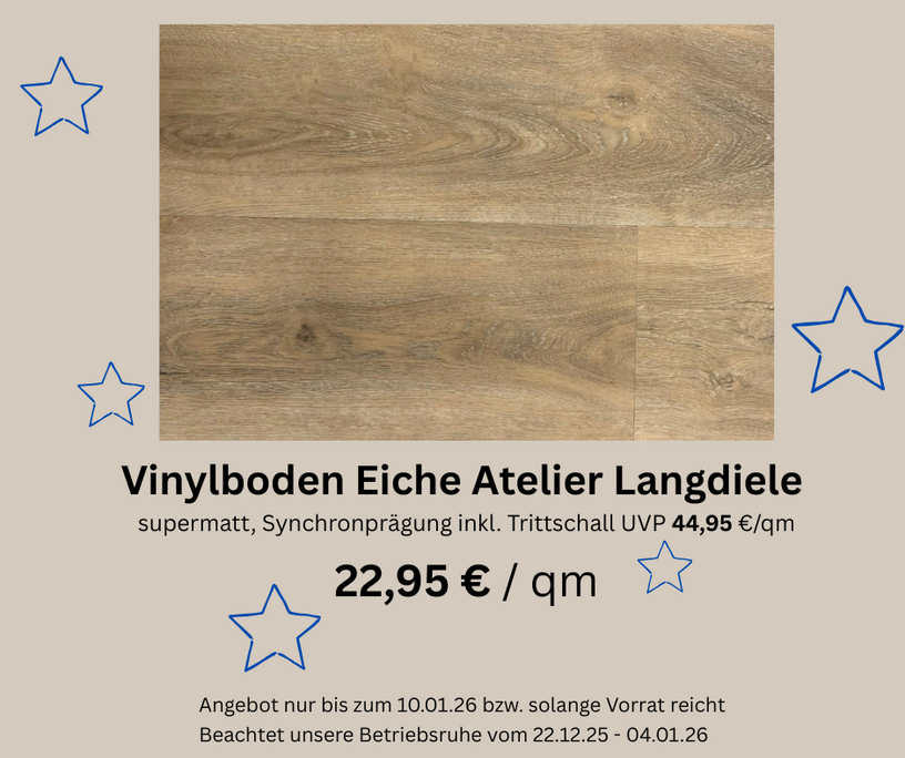 Der Inhalt Türchen 20 zeigt einen Vinylboden Rigid LVT Eiche Atelier Langdiele 