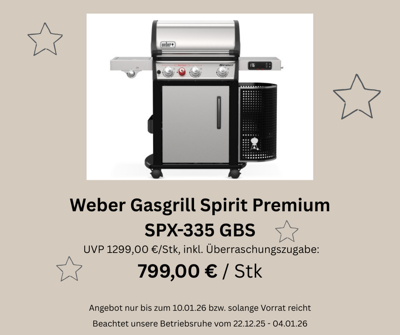 Weber Gasgrill Spirit Premium SPX-335 GBS auf weißem Grund